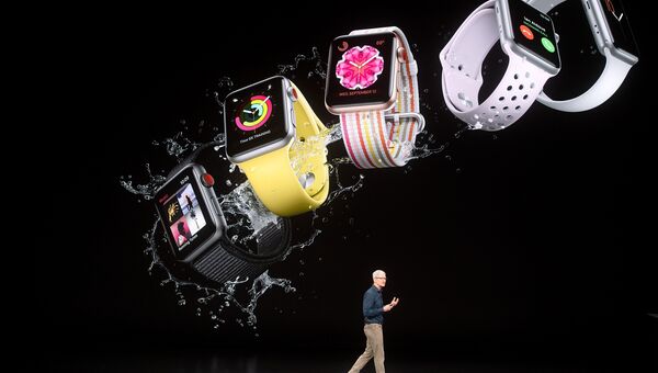 Генеральный директор Apple Тим Кук выступает во время презентации Apple в Купертино, Калифорния. 12 сентября 2018 года Генеральный директор Apple Тим Кук выступает во время презентации Apple в Купертино, Калифорния. 12 сентября 2018 года