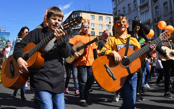 Участники праздничных мероприятий, посвященных Дню тигра, во Владивостоке Участники праздничных мероприятий, посвященных Дню тигра, во Владивостоке