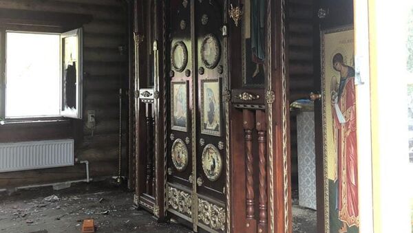 На месте пожара во временном деревянном храме в честь иконы Божией Матери Умягчение злых сердец и воскресной школе в Ухтомке На месте пожара во временном деревянном храме в честь иконы Божией Матери Умягчение злых сердец и воскресной школе в Ухтомке