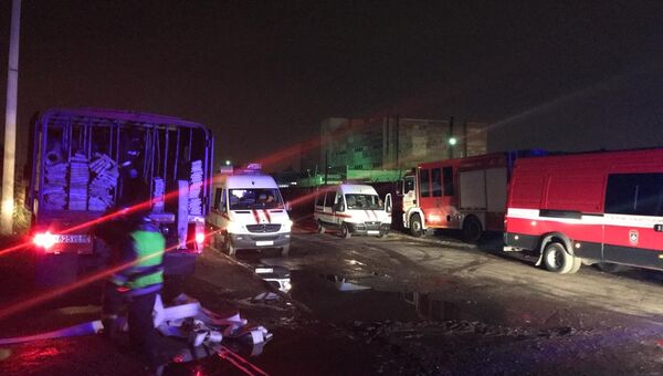 На месте пожара в городе Пушкин Ленинградской области На месте пожара в городе Пушкин Ленинградской области