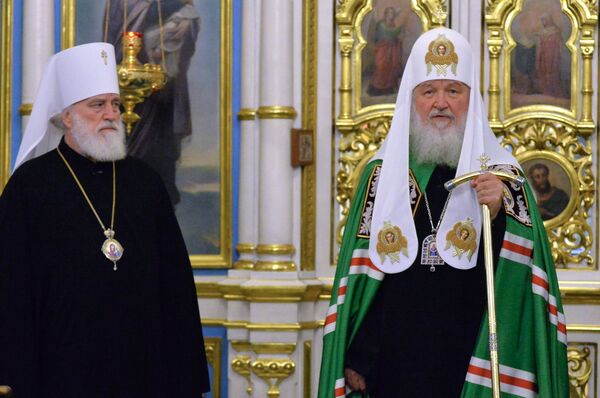 Патриарх Московский и всея Руси Кирилл и митрополит Минский и Заславский, патриарший экзарх всея Беларуси Павел во время богослужения в Свято-Духовом кафедральном соборе в Минске Патриарх Московский и всея Руси Кирилл и митрополит Минский и Заславский, патриарший экзарх всея Беларуси Павел во время богослужения в Свято-Духовом кафедральном соборе в Минске