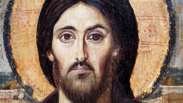 Энкаустическая икона Христос Пантократор из Синайского монастыря Энкаустическая икона Христос Пантократор из Синайского монастыря