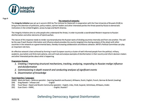 Скриншот документа о России от британского проекта The Integrity Initiative Скриншот документа о России от британского проекта The Integrity Initiative