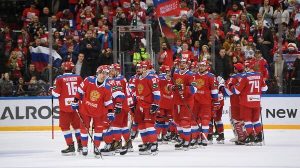 Хоккеисты сборной России после матча