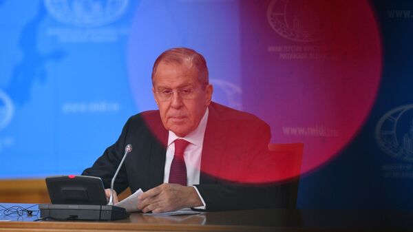 Министр иностранных дел РФ Сергей Лавров на пресс-конференции в Москве Министр иностранных дел РФ Сергей Лавров на пресс-конференции в Москве