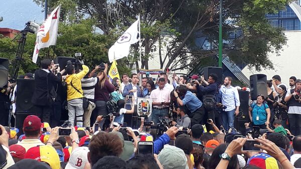 Хуан Гуаидо на митинге в Каракасе, Венесуэла. 26 января 2019 Хуан Гуаидо на митинге в Каракасе, Венесуэла. 26 января 2019