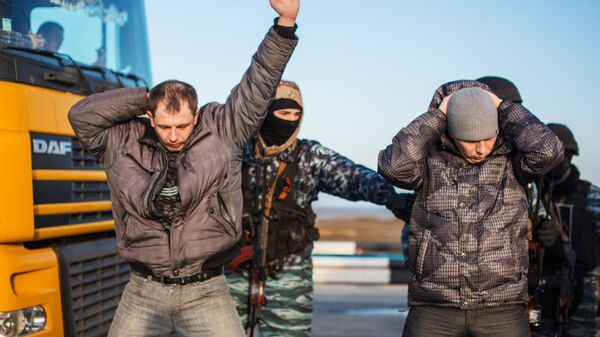 Блок-пост на перешейке в районе Чонгара Блок-пост на перешейке в районе Чонгара