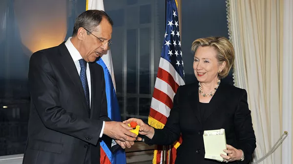 Первая полноформатная встреча глав внешнеполитических ведомств России и США Сергея Лаврова и Хиллари Клинтон в отеле Интерконтиненталь в Женеве