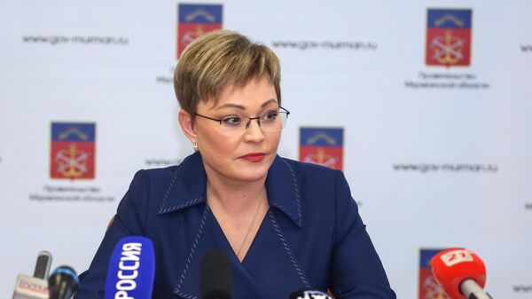 Бывший губернатор Мурманской области Марина Ковтун во время своей итоговой пресс-конференции. 21 марта 2019 Бывший губернатор Мурманской области Марина Ковтун во время своей итоговой пресс-конференции. 21 марта 2019