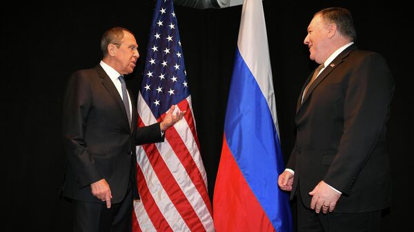 Министр иностранных дел России Сергей Лавров и госсекретарь США Майк Помпео Министр иностранных дел России Сергей Лавров и госсекретарь США Майк Помпео