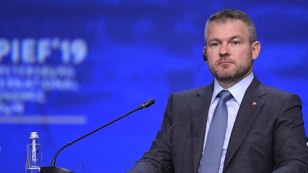 Премьер-министр Словакии Петер Пеллегрини на пленарном заседании Петербургского международного экономического форума 2019 Премьер-министр Словакии Петер Пеллегрини на пленарном заседании Петербургского международного экономического форума 2019