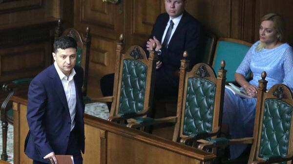 Президент Украины Владимир Зеленский на заседании Конституционного суда в Киеве Президент Украины Владимир Зеленский на заседании Конституционного суда в Киеве