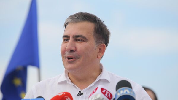 Лидер политической партии Движение новых сил Михаил Саакашвили на пресс-конференции в Киеве. 13 июня 2019 Лидер политической партии Движение новых сил Михаил Саакашвили на пресс-конференции в Киеве. 13 июня 2019