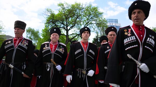 Участники парада Кубанского казачьего войска в Краснодаре