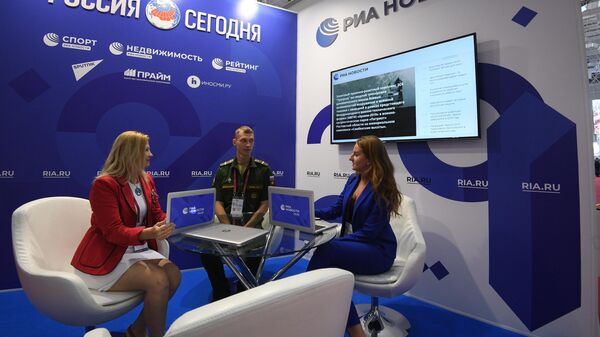 Стенд МИА Россия Сегодня на Международном военно-техническом форуме Армия-2019 в КВЦ Патриот Стенд МИА Россия Сегодня на Международном военно-техническом форуме Армия-2019 в КВЦ Патриот