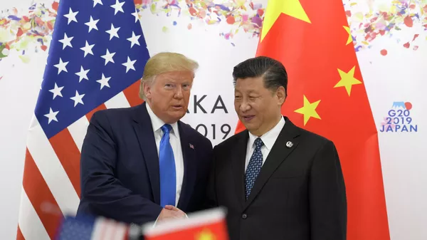 O presidente dos EUA, Donald Trump, e o presidente chinês, Xi Jinping, durante uma reunião na cúpula do G20 em Osaka.  29 de junho de 2019