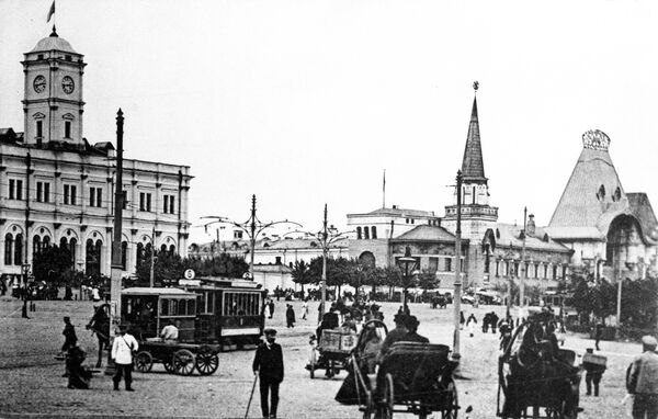 Репродукция фотографии 1916 года. Каланчевская площадь города Москвы Репродукция фотографии 1916 года. Каланчевская площадь города Москвы