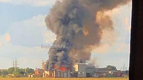 Пожар цехе по производству сои под Краснодаром. 13 июля 2019