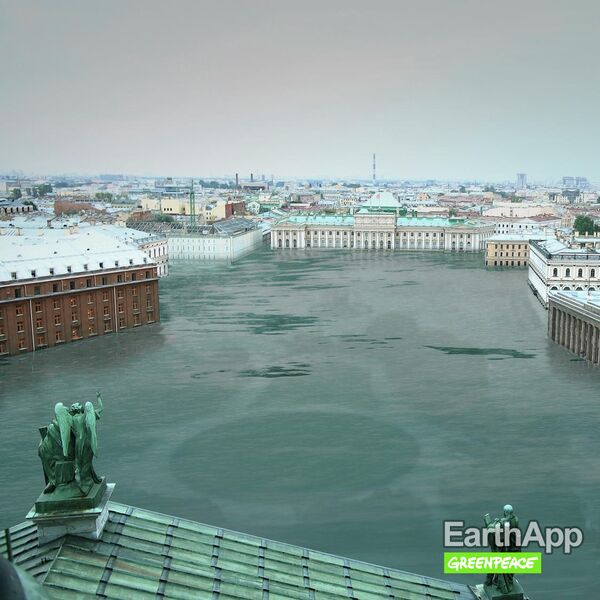 Фото затопленного Санкт-Петербурга, опубликованное на сайте Greenpeace России Фото затопленного Санкт-Петербурга, опубликованное на сайте Greenpeace России