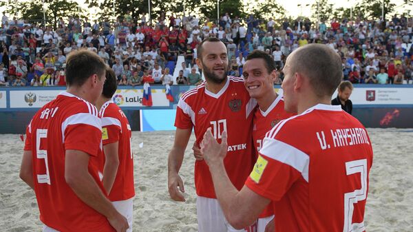 Игроки сборной России по пляжному футболу