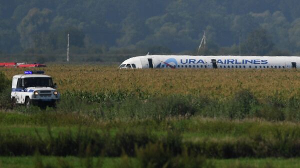 Самолет Airbus А-321 авиакомпании Уральские авиалинии после аварийной посадки в Жуковском Самолет Airbus А-321 авиакомпании Уральские авиалинии после аварийной посадки в Жуковском
