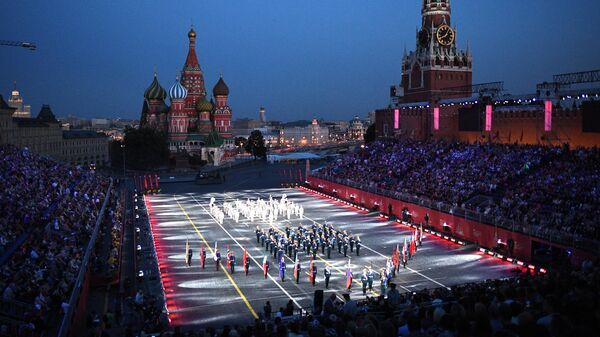Торжественная церемония открытия XII Международного военно-музыкального фестиваля Спасская башня на Красной площади в Москве. 23 августа 2019 Торжественная церемония открытия XII Международного военно-музыкального фестиваля Спасская башня на Красной площади в Москве. 23 августа 2019