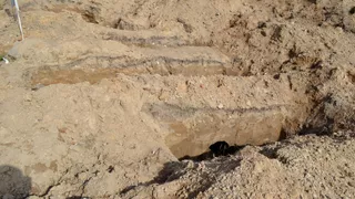 Место раскопок в районе деревни Жестяная Горка, где следователи обнаружили около 500 тел жертв латвийских карателей Место раскопок в районе деревни Жестяная Горка, где следователи обнаружили около 500 тел жертв латвийских карателей - РИА Новости, 1920, 29.09.2020