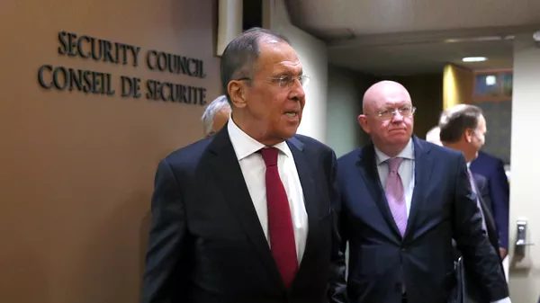 Министр иностранных дел РФ Сергей Лавров в штаб-квартире ООН в Нью-Йорке