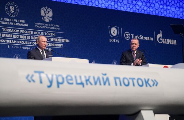 Президент России Владимир Путин и президент Турции Реджеп Тайип Эрдоган на церемонии официального открытия газопровода Турецкий поток в Стамбуле Президент России Владимир Путин и президент Турции Реджеп Тайип Эрдоган на церемонии официального открытия газопровода Турецкий поток в Стамбуле