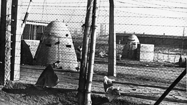 Концлагерь Освенцим. Бронеколпаки с пулеметными гнездами Концлагерь Освенцим. Бронеколпаки с пулеметными гнездами