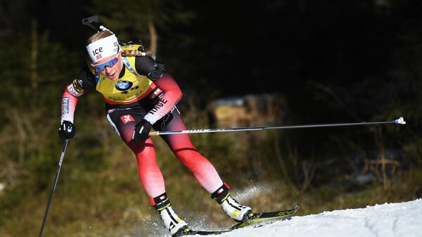 Тириль Экхофф (Норвегия) на дистанции индивидуальной гонки на 15 км среди женщин на шестом этапе Кубка мира по биатлону сезона 2019/20 в словенской Поклюке.