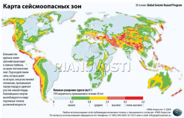 Карта сейсмоопасных зон Карта сейсмоопасных зон