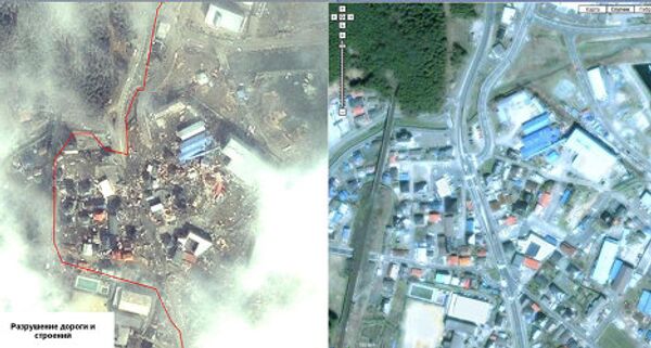 Спутниковая съемка последствий землетрясения в Японии Спутниковая съемка последствий землетрясения в Японии