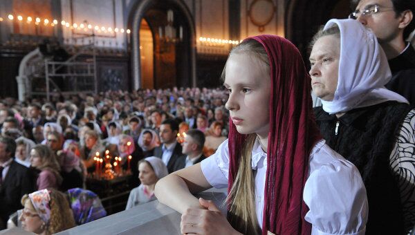 Пасхальное богослужение в храме Христа Спасителя в Москве Пасхальное богослужение в храме Христа Спасителя в Москве