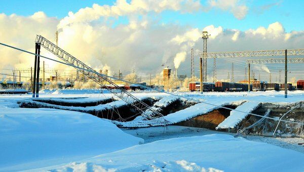 Воронка в Березниках под железной дорогой продолжит расти Воронка в Березниках под железной дорогой продолжит расти