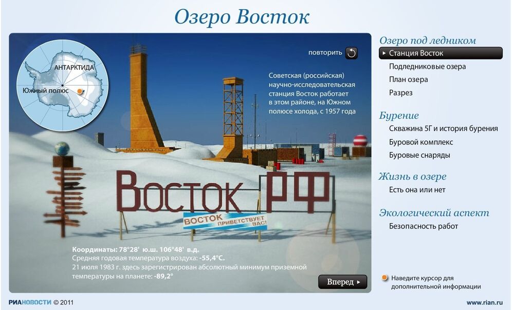 Уникальное озеро Восток в Антарктиде Уникальное озеро Восток в Антарктиде