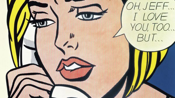 Рой Лихтенштейн. Oh, Jeff...I Love You, Too...But…. 1964 год. Работа представлена на выставке художника в Институте искусств Чикаго (Art Institute of Chicago). Рой Лихтенштейн. Oh, Jeff...I Love You, Too...But…. 1964 год. Работа представлена на выставке художника в Институте искусств Чикаго (Art Institute of Chicago).