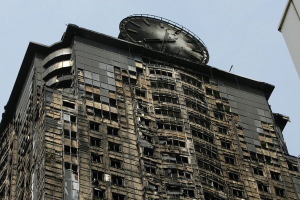 Ликвидация последствий пожара в Грозный-сити Ликвидация последствий пожара в Грозный-сити