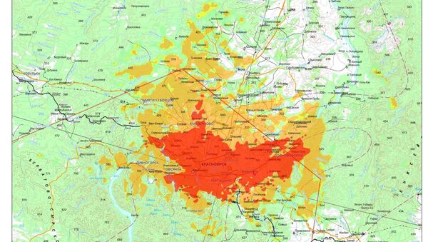 Зона покрытия новой телебашни в Красноярске Зона покрытия новой телебашни в Красноярске