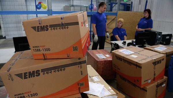 Работа нового почтового терминала в новосибирском аэропорту Толмачево. Архивное фото Работа нового почтового терминала в новосибирском аэропорту Толмачево. Архивное фото