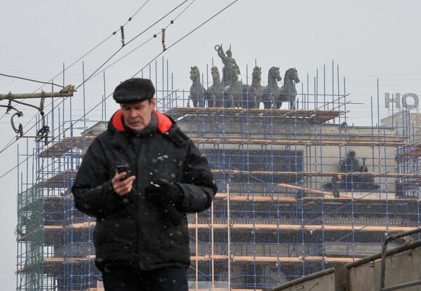 Реставрационные работы на месте архитектурного памятника Триумфальная арка в Москве Реставрационные работы на месте архитектурного памятника Триумфальная арка в Москве