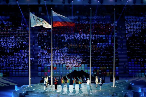 Российскй флаг и флаг МОК Российскй флаг и флаг МОК