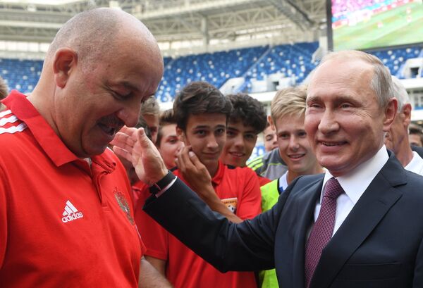 Владимир Путин и Станислав Черчесов Владимир Путин и Станислав Черчесов