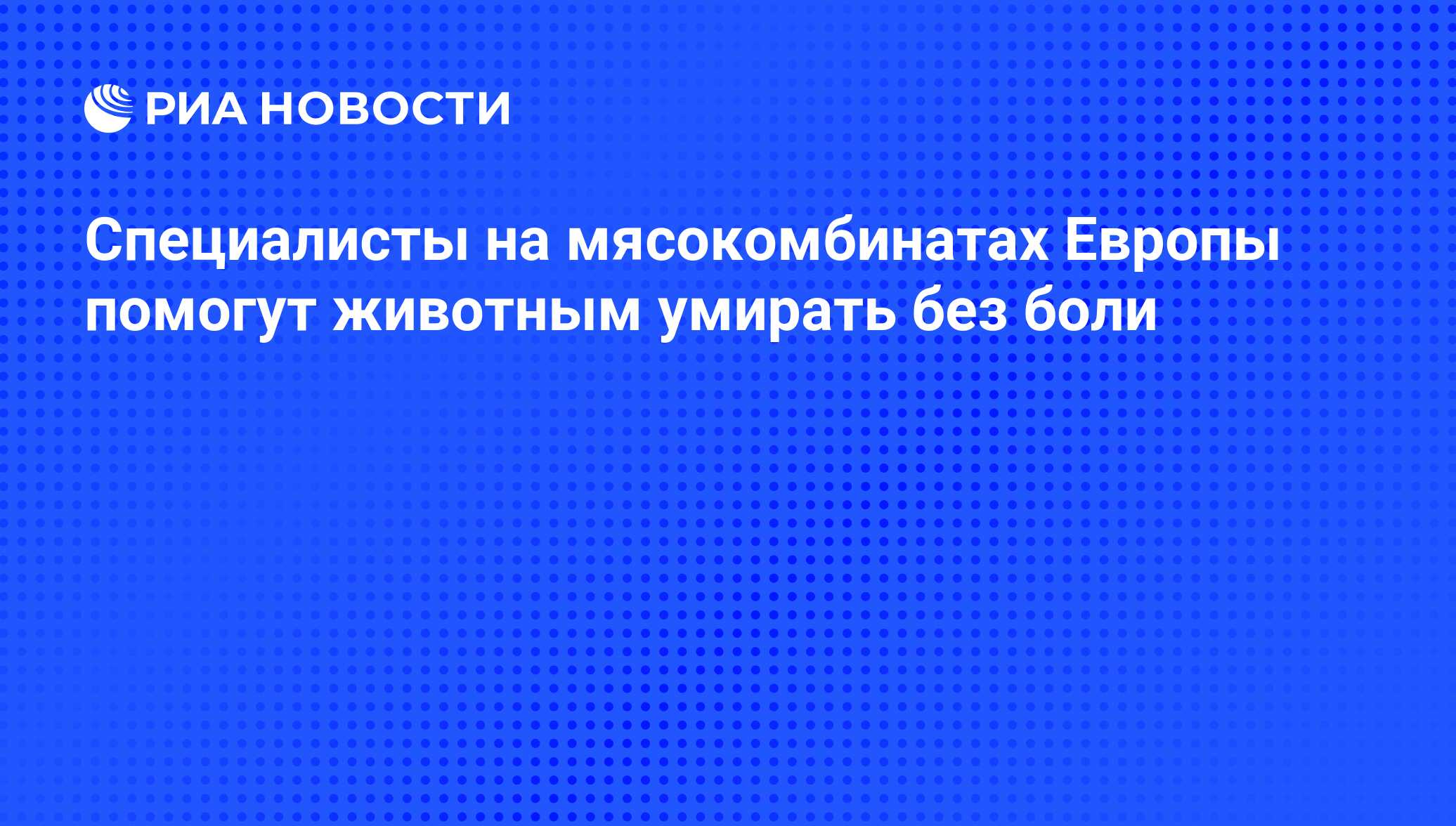 Specialisty Na Myasokombinatah Evropy Pomogut Zhivotnym Umirat Bez Boli Ria Novosti 19 09 2008